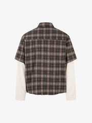 Cotton Street Distressed Plaid Faux Two-Piece Shirt