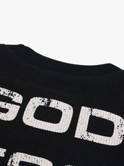 Street Cross Lettering Print Long-Sleeved T-Shirt