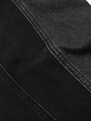 Denim Faux Two-piece Plaid Detachable Scimitar Jeans - 2435