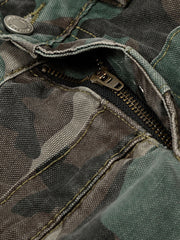 Retro Double Waist Camouflage Barrel Jeans