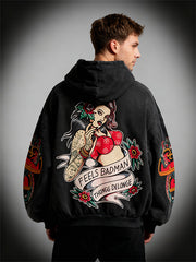 Rose Girl Textured Print Sweatshirt