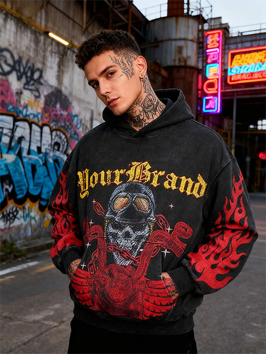Hellfire Death Biker Print Sweatshirt
