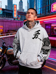 Embroidered white dragon ethnic style sweatshirt