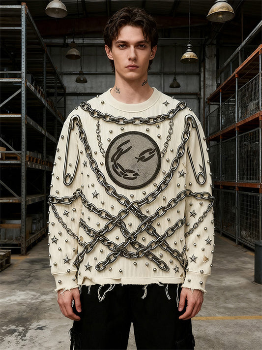 Metal pin high-definition print sweatshirt