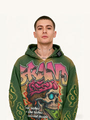 Graffiti texture skull and dollar skull sweatshirt