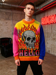 Colorful sweater textured crew neck Halloween sweatshirt