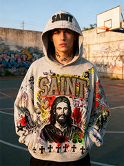 Distressed Jesus Christ graffiti sweatshirt