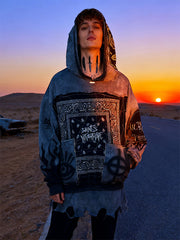 Cashew Flower Patchwork Distressed Comfortable Sweatshirt