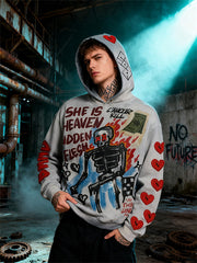 Street Artist Comfortable Graffiti Distressed Print Sweatshirt