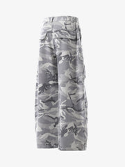 Woven Snow Camouflage Machete Wide-Leg Cargo Barrel Pants