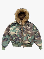 Camouflage Fur Collar Reversible Cotton Jacket