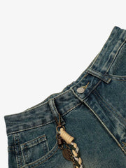 Vintage Inkjet Dirty Dye Washed Scimitar Distressed Jeans