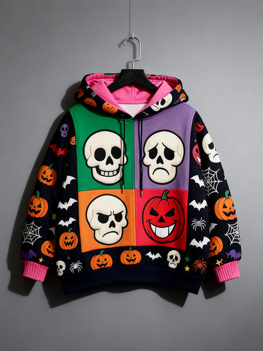 Halloween Cute Skull Pumpkin Zipper Cardigan Sweatshirt