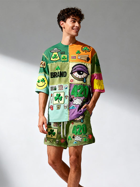 Stylish Christmas T-shirts for all seasons with patchwork prints in various patterns