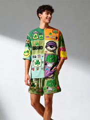 Fashionable Christmas and four-season shorts with multi-pattern patchwork prints