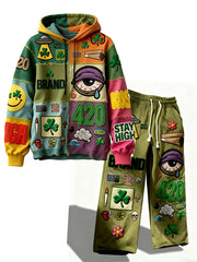 Fashionable Christmas and four-season sweatshirt with multi-pattern patchwork prints