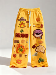 Fashionable Christmas and four-season pants with multi-pattern patchwork prints