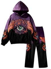 Colorblock All-Seeing Eye and Free Eye Angel Guardian Embroidery Sweatshirt