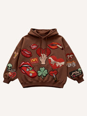 Sexy red lips sticker effect sweatshirt