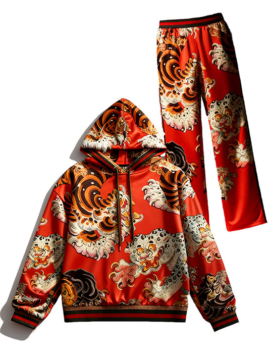 Hand-painted artist series dragon and tiger beast sweatshirt