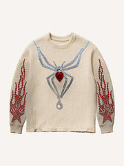 Rhinestone Spider Print Lightweight Warm Sweatshirt