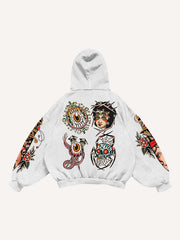 Retro girl print sweatshirt