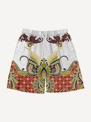 Retro floral high-end fabric printed shorts