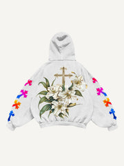 Gradient Shiny Crew Neck Knitted Print Sweatshirt