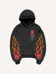 Flame Devil Tattoo Style Print Sweatshirt