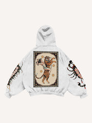 Sexy girl tattoo riding tiger pattern sweatshirt