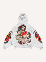 Rose Girl Textured Print Sweatshirt