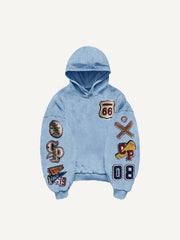 Patchwork distressed fashion authentic sweatshirt