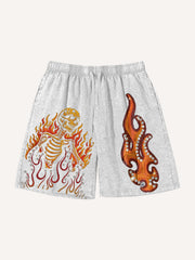 Burning Hell Skull Washed shorts