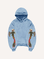 Retro Chieftain Tattoo Style Print Sweatshirt