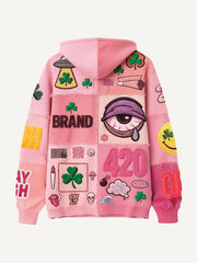 Fashionable Christmas and four-season sweatshirt with multi-pattern patchwork prints