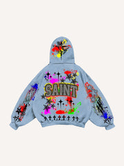 Distressed Jesus Christ graffiti sweatshirt