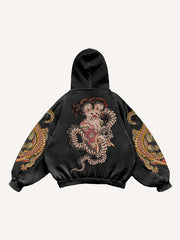 Japanese style retro two-headed snake women's sweatshirt