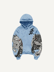 Embroidered white dragon ethnic style sweatshirt