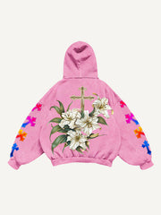 Gradient Shiny Crew Neck Knitted Print Sweatshirt