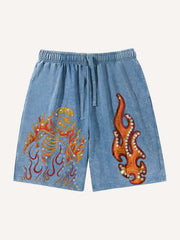Burning Hell Skull Washed shorts