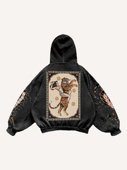 Sexy girl tattoo riding tiger pattern sweatshirt