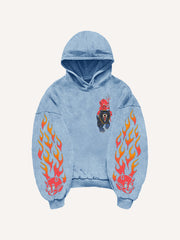 Flame Devil Tattoo Style Print Sweatshirt