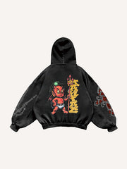 Angel or Devil Street Print Sweatshirt