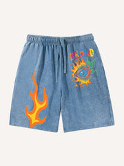 Eye of Hell washed print shorts