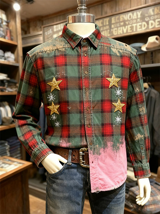 Gradient Christmas Tree High-End Plaid Shirt Christmas Gift