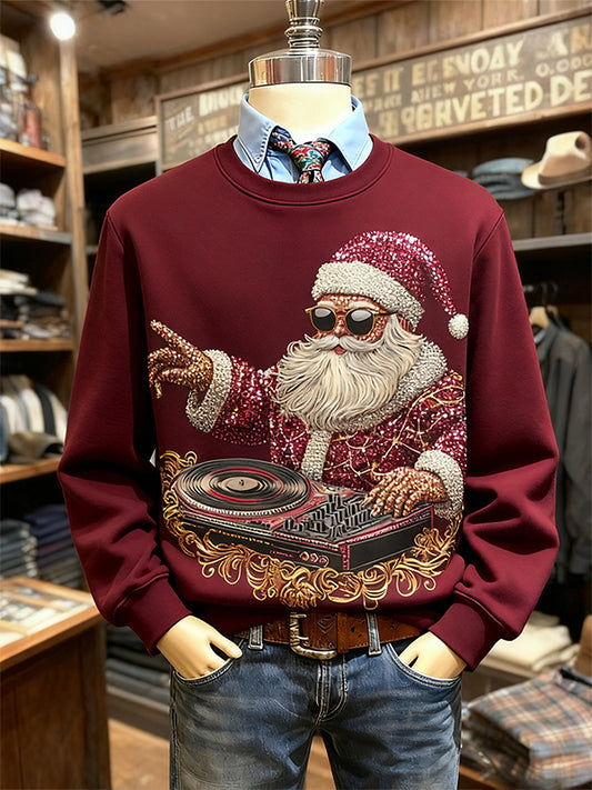 DJ Santa Claus will be playing passionately for you on a crew neck sweatshirt