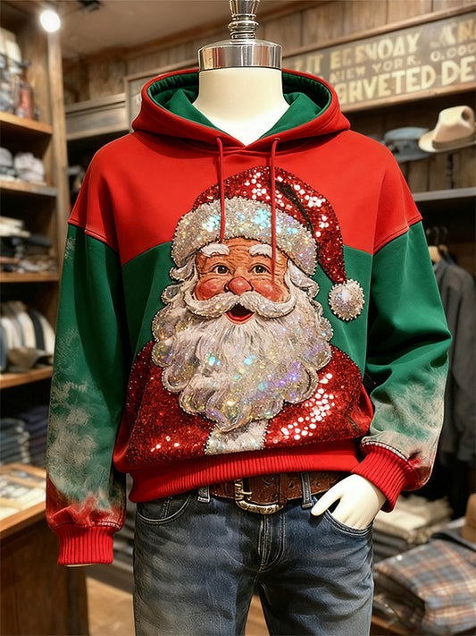 Rhinestone print Santa Claus sweatshirt with rhinestones that wont fall off