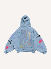 Sexy girl print distressed street style sweatshirt