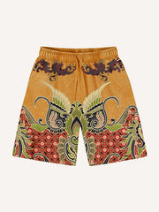 Retro floral high-end fabric printed shorts