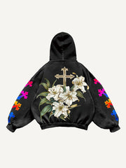 Gradient Shiny Crew Neck Knitted Print Sweatshirt